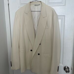 Oversized ivory blazer jacket